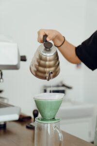 Brewing A Cup Of Coffee With The Pour-Over Method An Espresso Beans